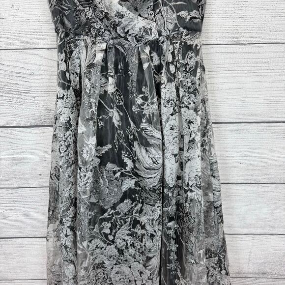 Toleen Women's Grey & Black Floral Off The Shoulder Maxi Dress Size Small - Picture 10 of 11